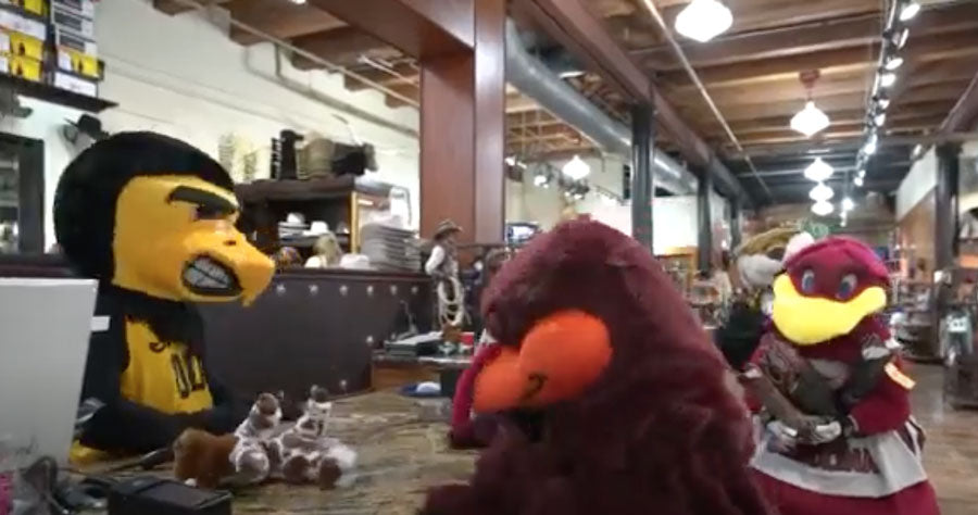 NCAA Mascots Take Over Wild Bill's Store!