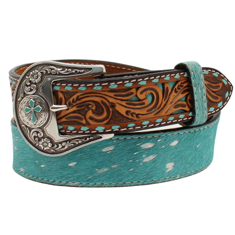 Angel Ranch Calf Hair Turquoise Billet Belt D140001433 – Wild