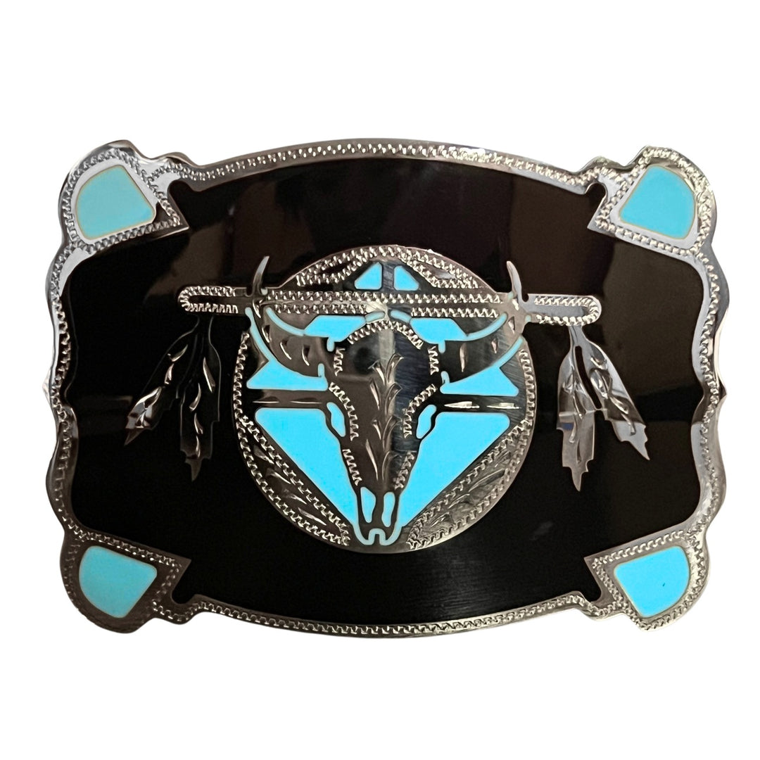 Colorado Silver Star Skull and Feathers Buckle 6707