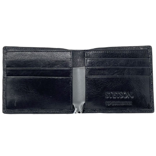 Stetson Croc Embossed Black Bifold Wallet 9801002