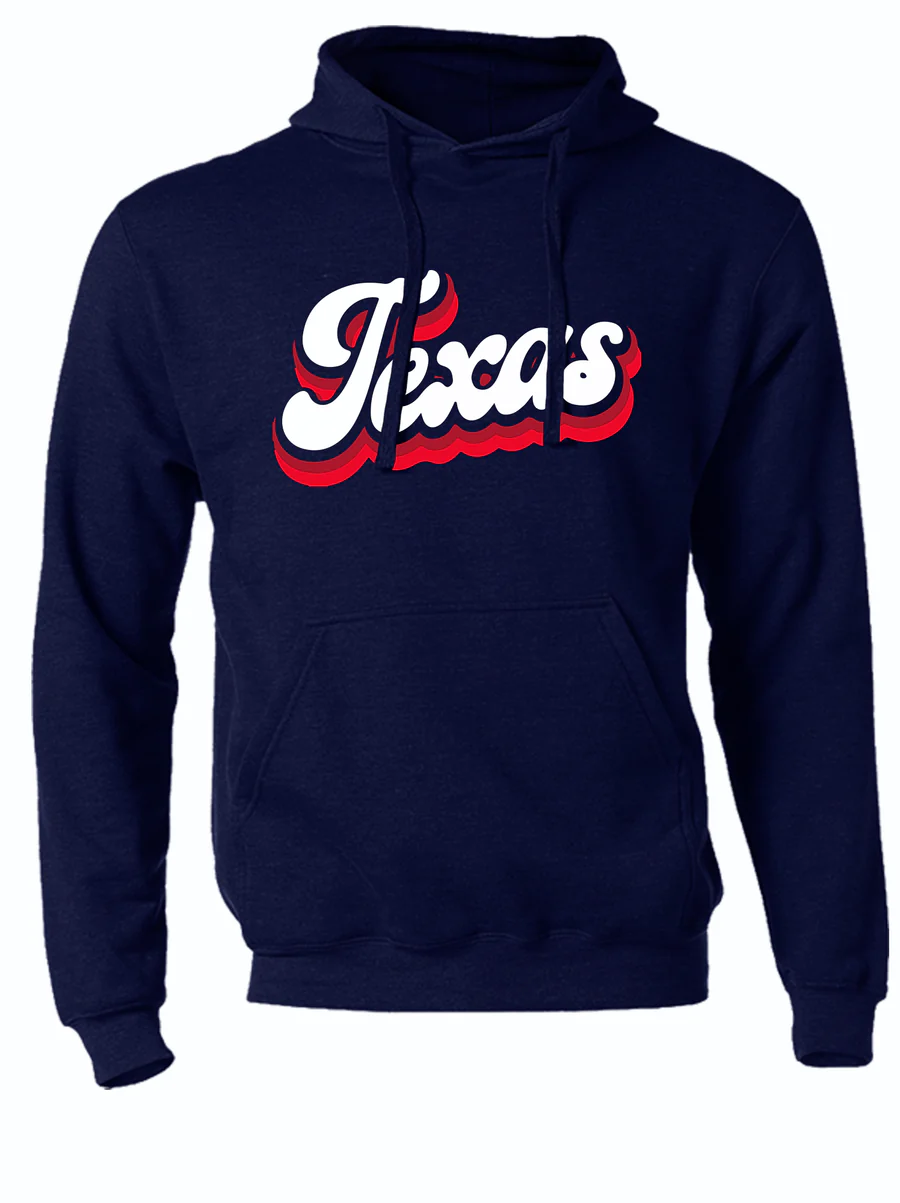 Bullzerk Unisex Blue Texas Script Hoodie OW-114