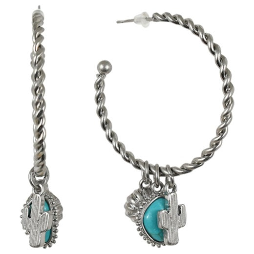 Justin Twisted Hoop Charm Earrings 23030EJ2