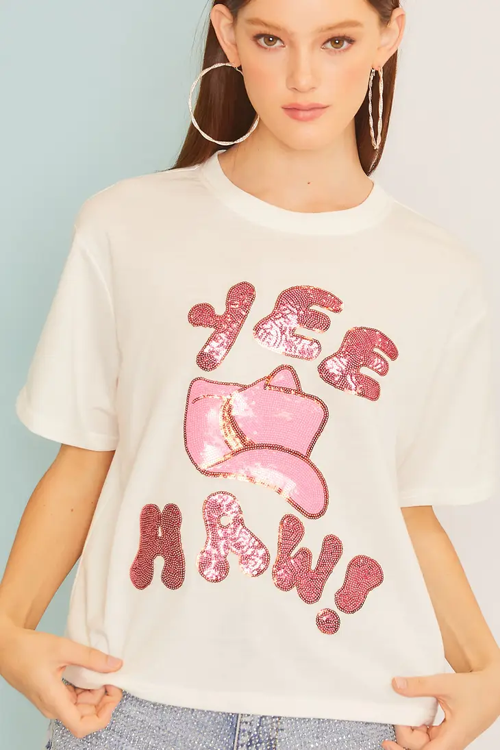 Yee Haw! Sequin Patch Top CT33734