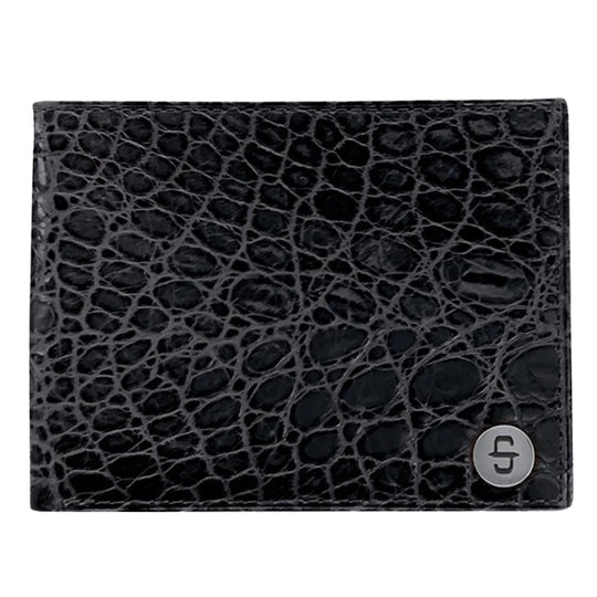 Stetson Croc Embossed Black Bifold Wallet 9801002