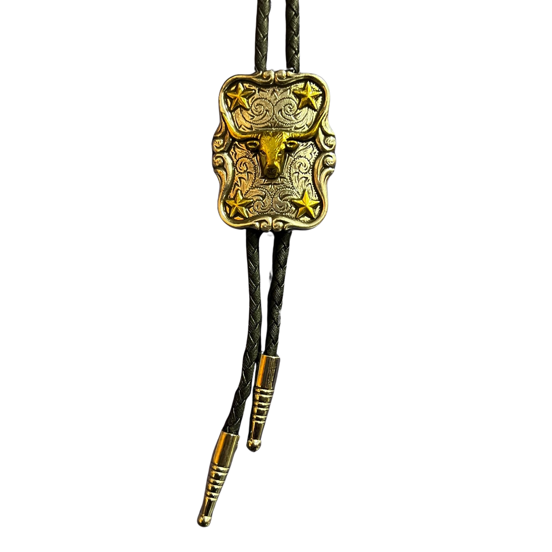 M&F Rectangle Longhorn Star Bolo Tie 22822
