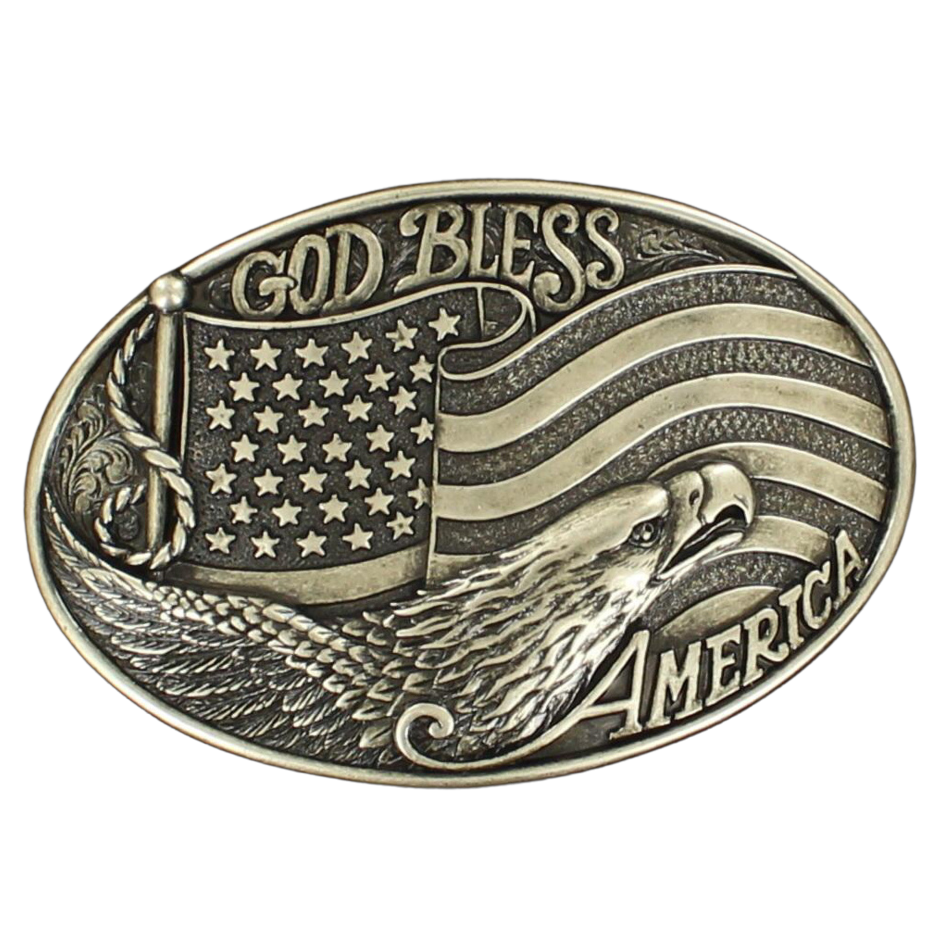 Nocona Oval God Bless America Buckle 37016