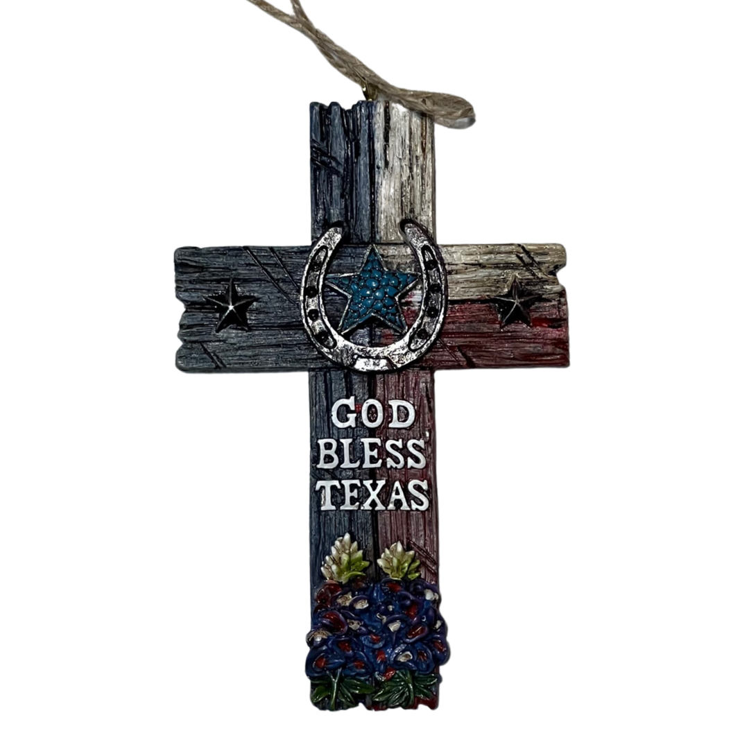 JT Giftware God Bless Texas Cross Ornament TX80102