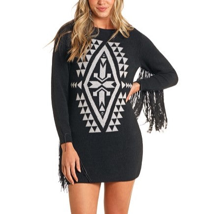 Rock & Roll Aztec Fringe Women's Sweater Dress BWD2R04484 Rock & Roll Aztec Fringe Women's Sweater Dress BWD2R04484