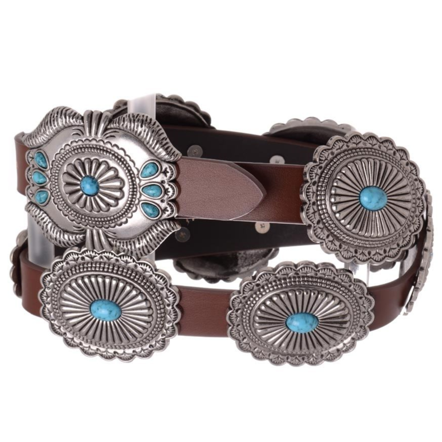 Kamberley Concho Turquoise Brown Belt 6072