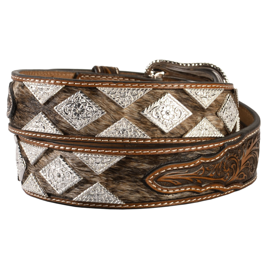 Nocona Diamond Conch Calf Hair Billet Belt N2509408