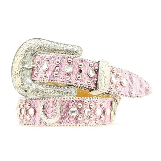 Nocona Pink Bling Horseshoe Girl's Belt N4411030