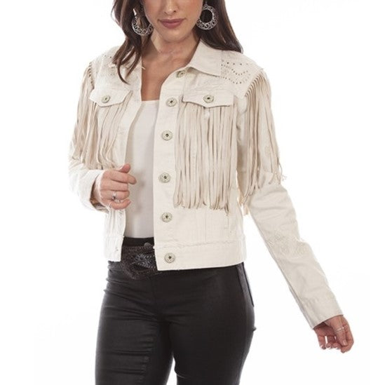 Scully Off White Fringe Jean Women s Jacket HC687