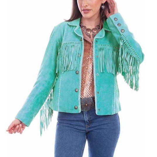 Scully Suede Fringe Turquoise Women's Jacket L1080-123