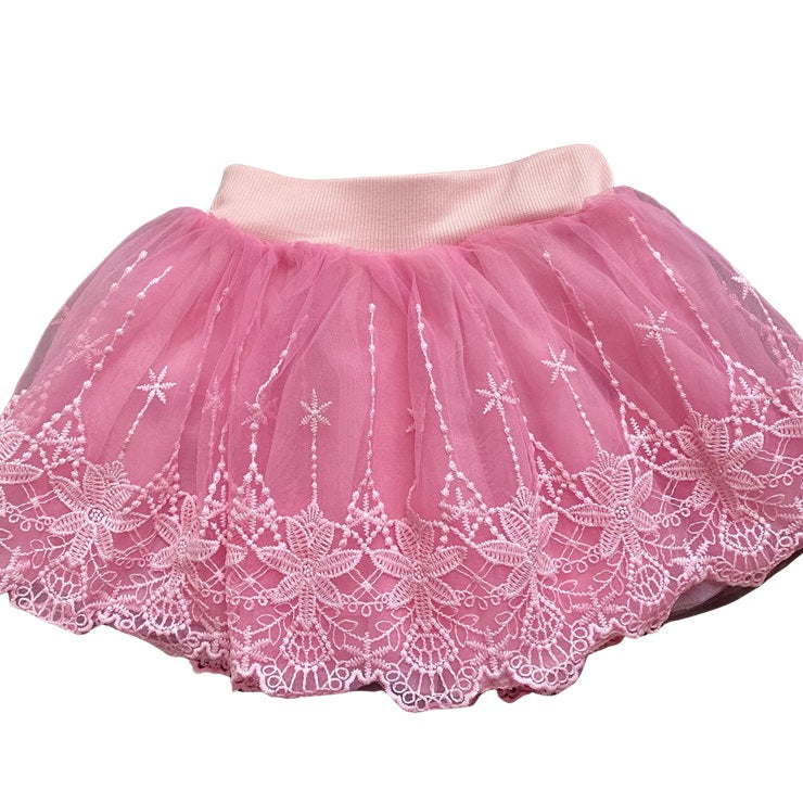 Shea Baby Chiffon Pink Lace Girl s Skirt CS02