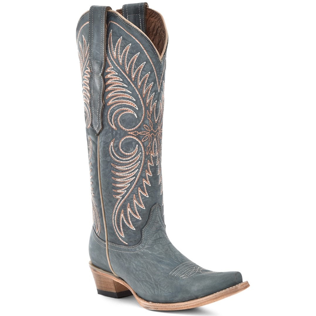 Circle G Distressed Blue Embroidery Women s Boot L6120