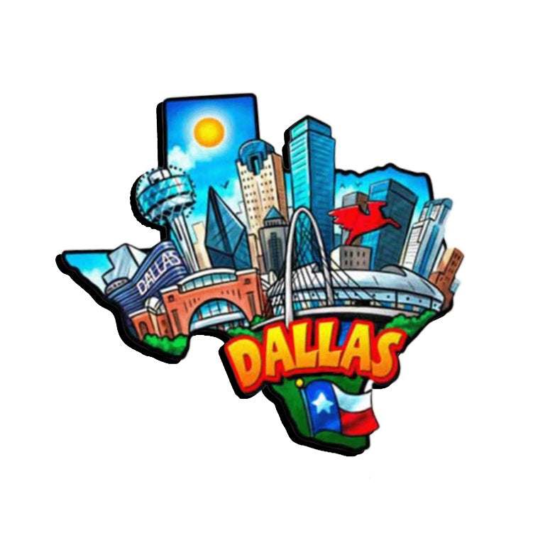 TX Products Dallas Skyline Wood Magnet 1449D