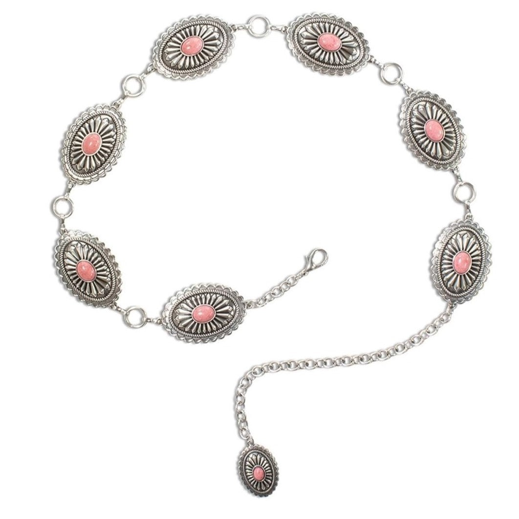 Ariat Oval Pink Concho Chain Belt A1515830