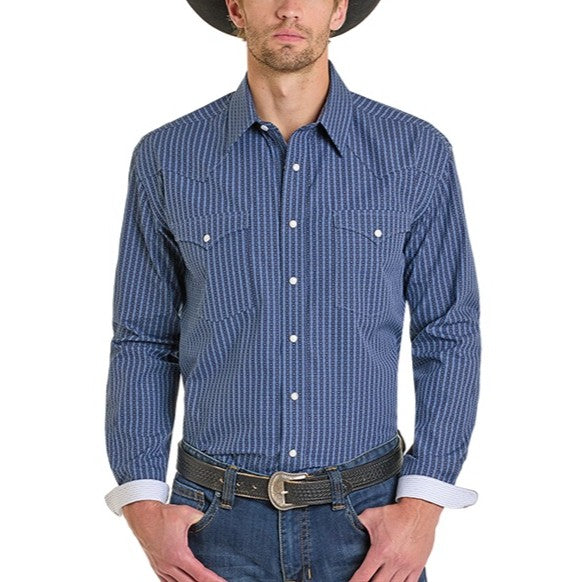 Panhandle Slim Print Blue Men's Western Snap RMN2S07079