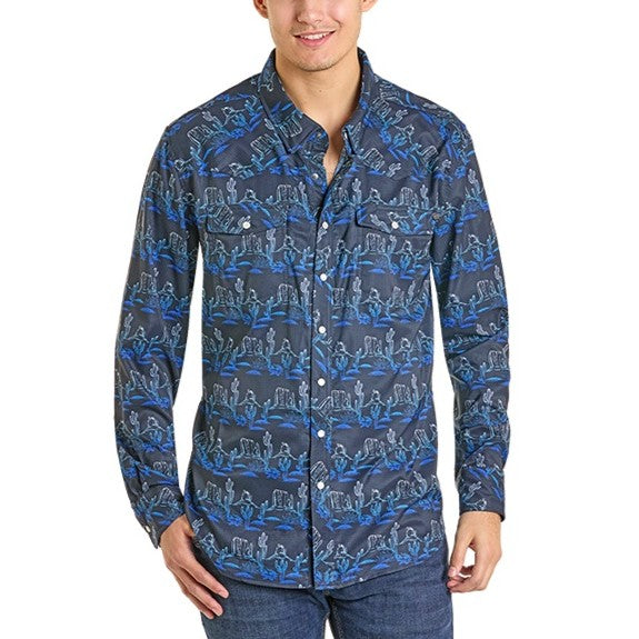 Rock & Roll Navy Desert Men's Western Snap BMN2S07178