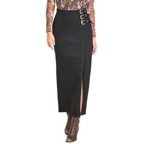 Rock & Roll Black Denim Women's Maxi Skirt BW69D07224 – Wild