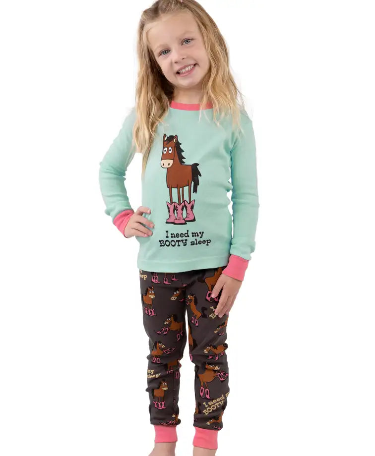 Lazy One Booty Sleep Blue Kid's Horse Long Sleeve PJ's KID417