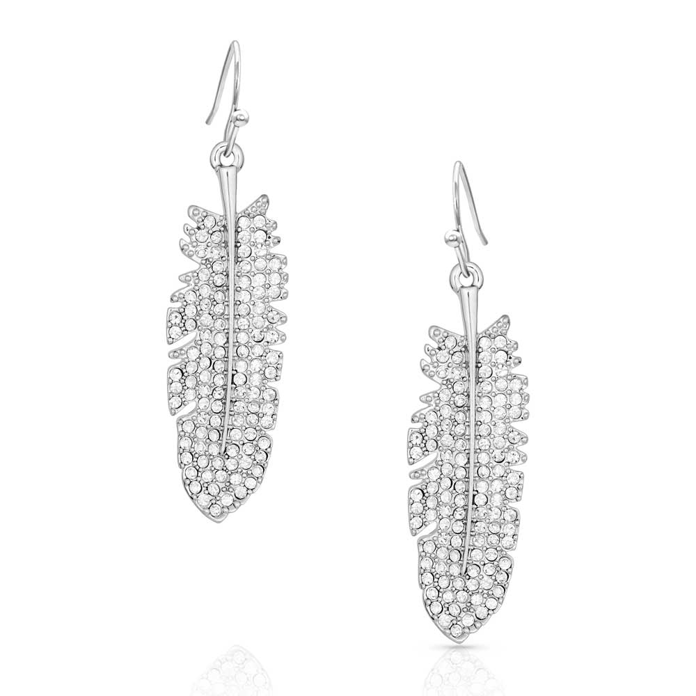 Montana Silversmiths Shimmering Feather Earrings ER3374 CZ