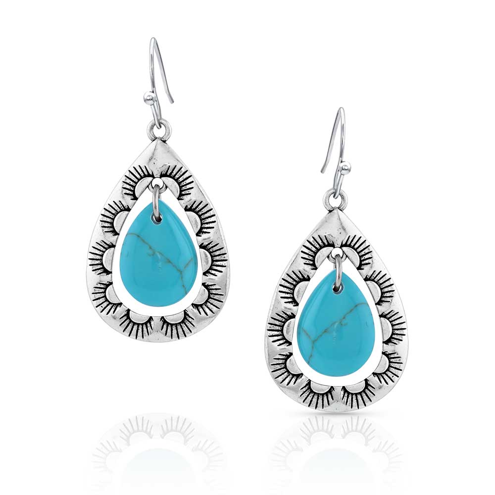 Montana Silversmiths Roadrunner Turquoise Scalloped Earrings ER5129
