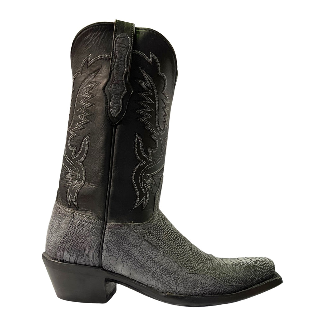 Black Jack Ostrich Leg Matte Black Men's Boot BKM2708- V4