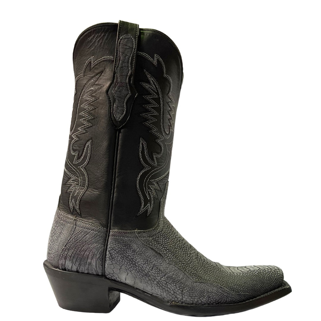Black Jack Ostrich Leg Matte Black Men's Boot BKM2708- V4