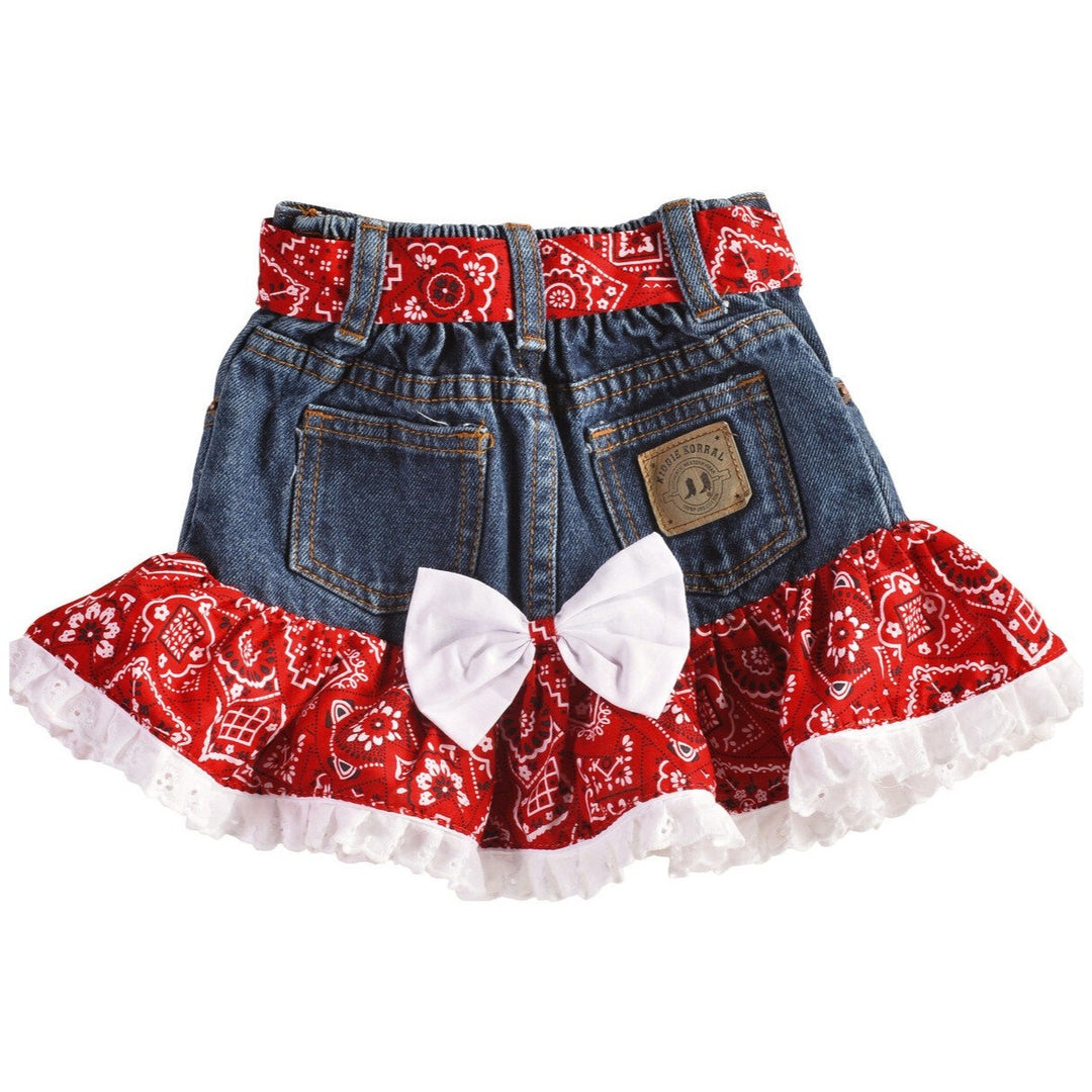 Kiddie Korral Red Bandana Denim Girl's Set