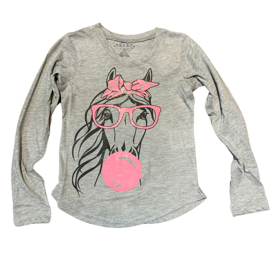 Roper Bubble Gum Pink Horse Girl's Long Sleeve 03-009-0513-0196