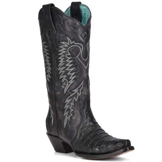 Corral Black Caiman Embroidery Women's Boot A4183