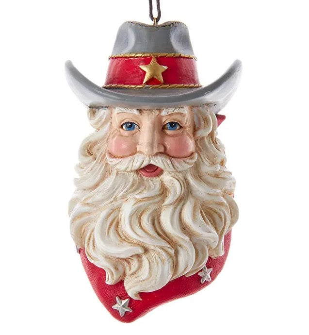 Kurt Adler Resin Western Santa Head Ornament E0696