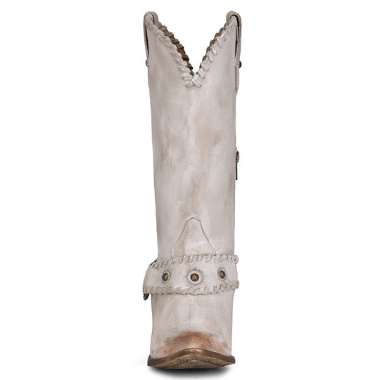 Corral White Distressed Suede Boot Q0207
