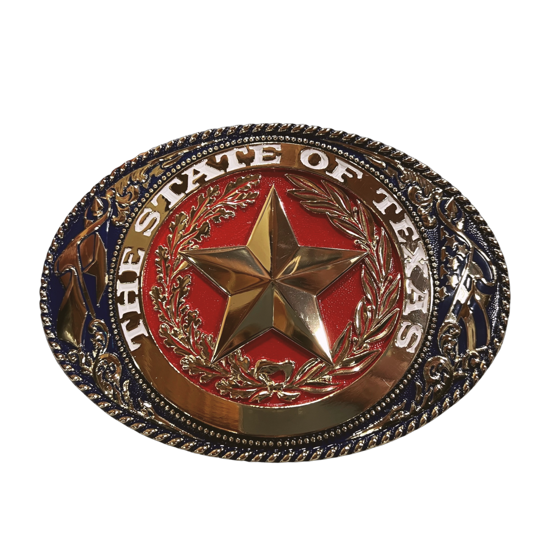 Blue Bayou El Chico State of Texas Gold Buckle