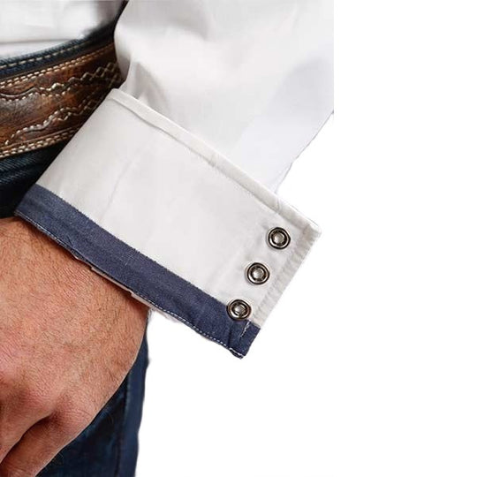 Stetson Poplin White Men’s Western Snap 11-001-0465-9354