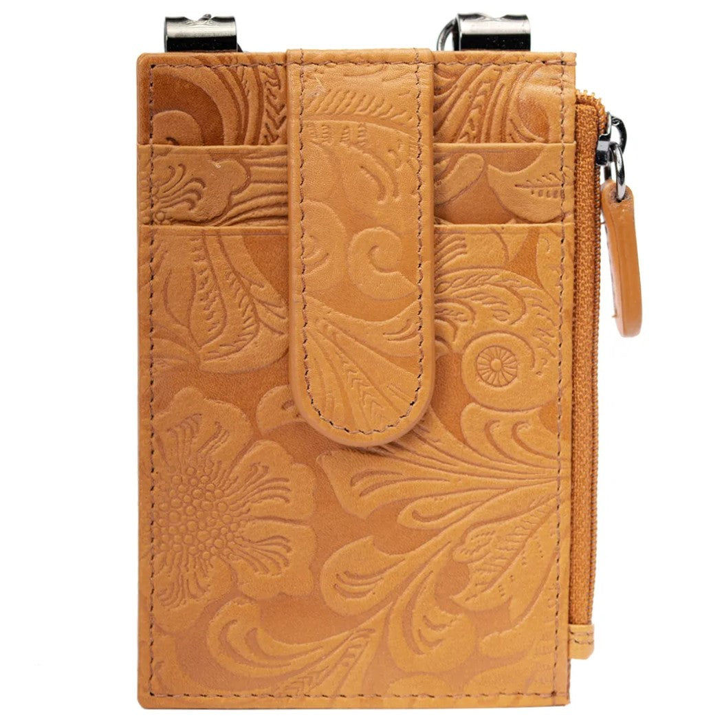 Sidekick Embossed Antique Saddle Wallet 1060-V2