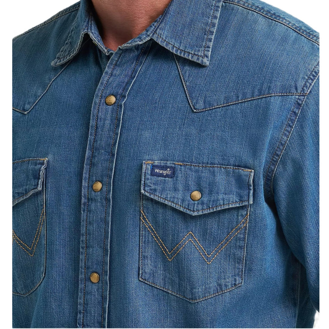 Wrangler Classic Denim Mid Wash Men's Western Snap 112361701