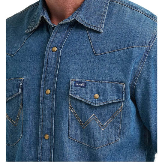 Wrangler Classic Denim Mid Wash Men's Western Snap 112361701