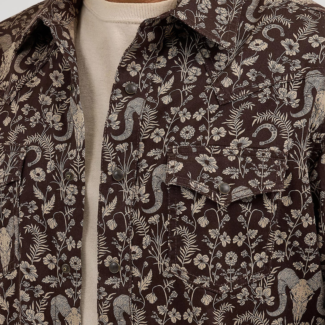 Wrangler Steer & Floral Men's Western Snap 112368220