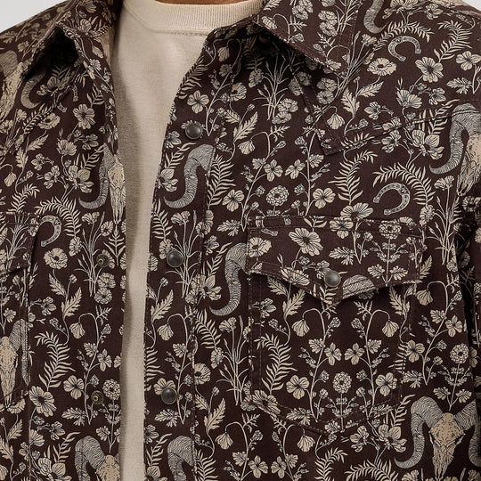Wrangler Steer & Floral Men's Western Snap 112368220