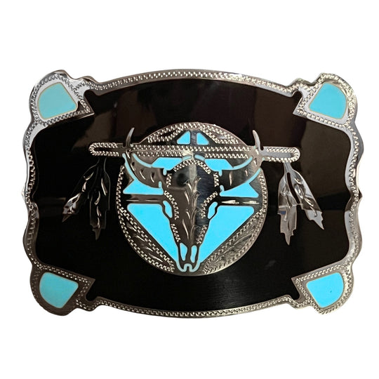 Colorado Silver Star Skull and Feathers Buckle 6707
