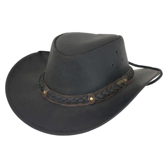 Outback Wagga Wagga Black Leather Hat 1367