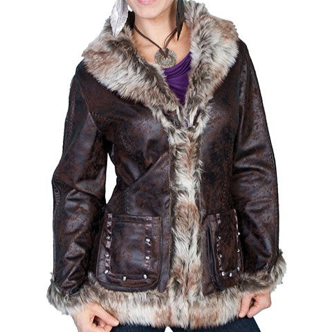 Scully Faux Fur Dark Brown Women's Jacket 8013
