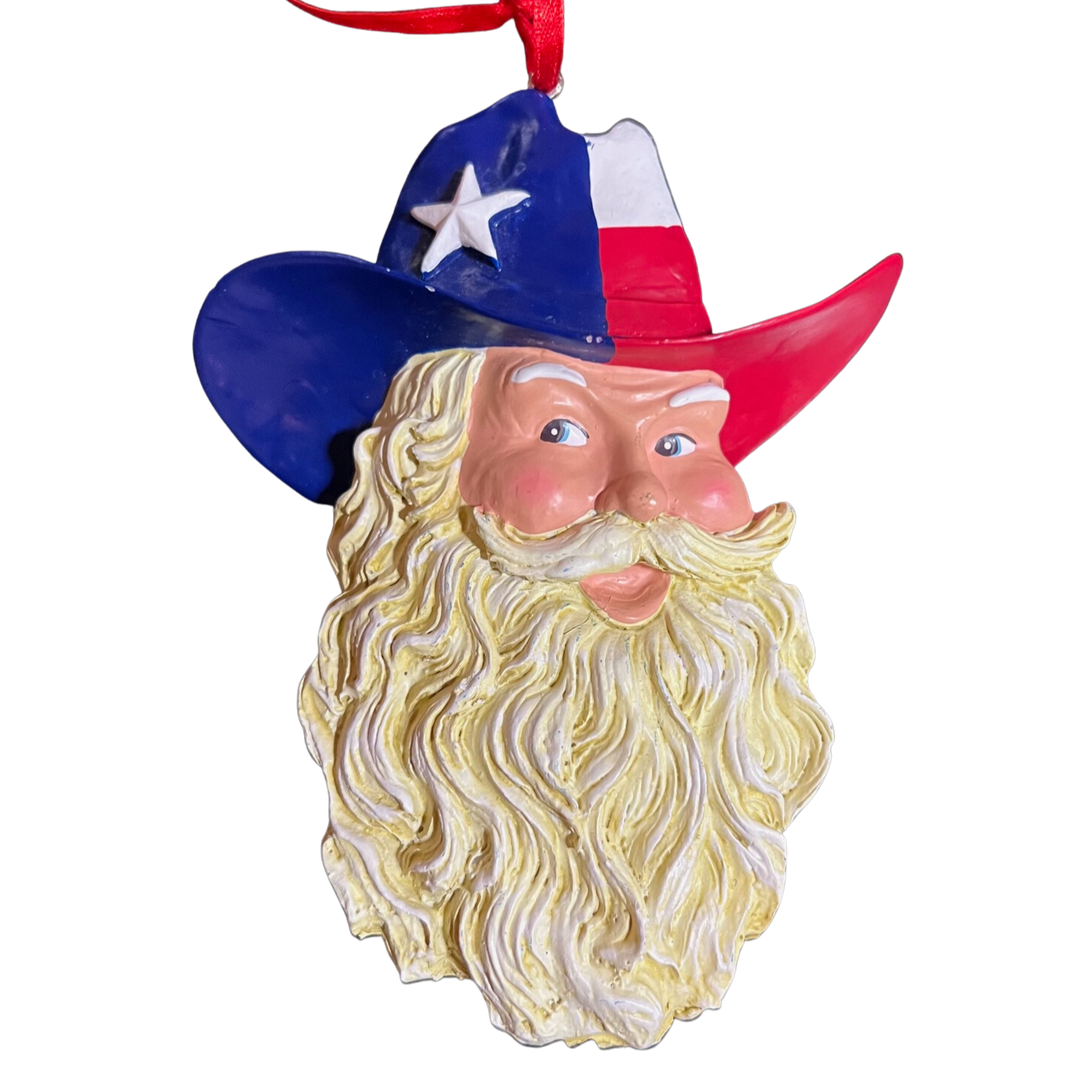 TX Gifts Texan Santa Face Ornament TG995