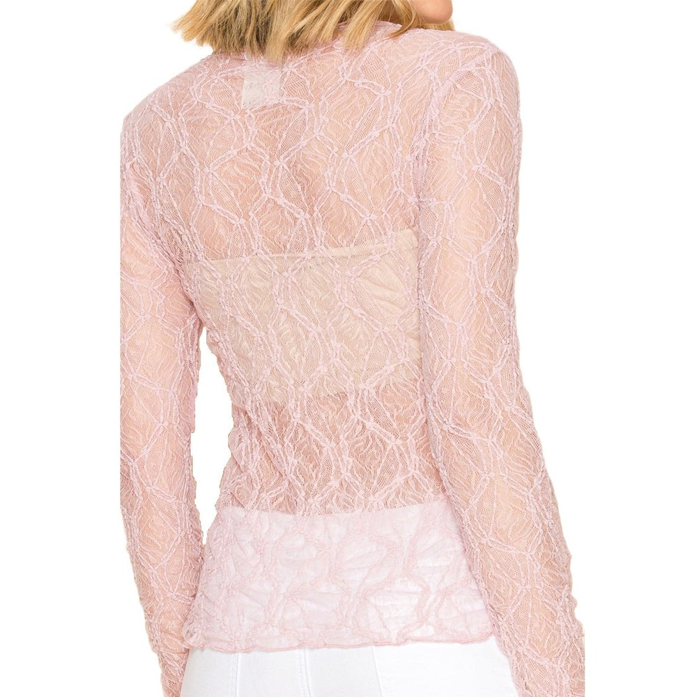 Vocal Baby Pink Sheer Women's Top 23663L