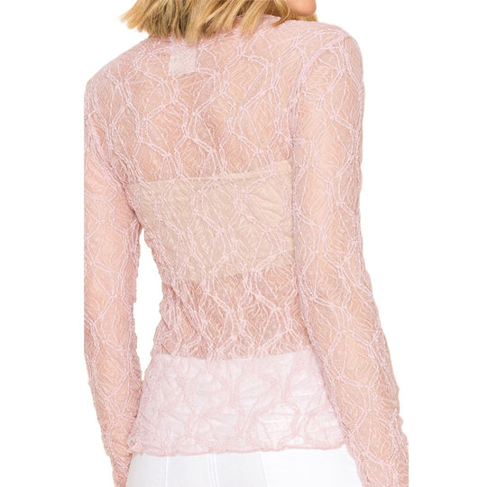 Vocal Baby Pink Sheer Women's Top 23663L