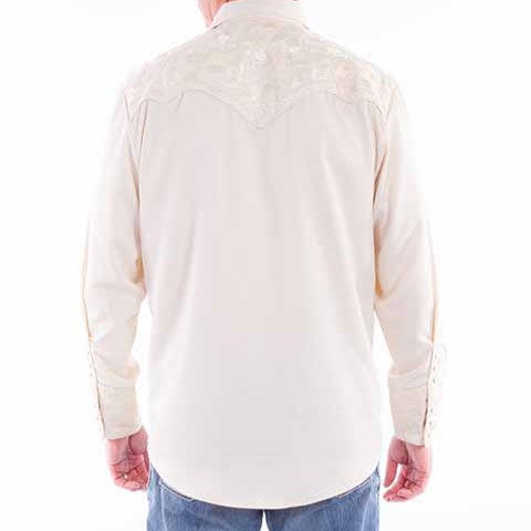 Scully Floral Tooled Ivory Men's Button Up P634