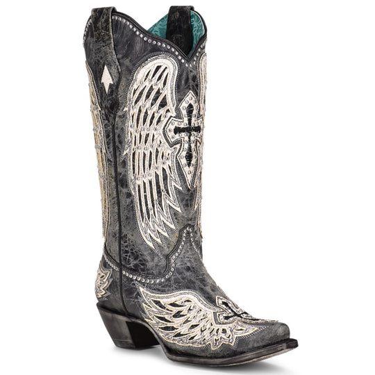 Corral Angela Black Cross and Wings Women's Boot A4232