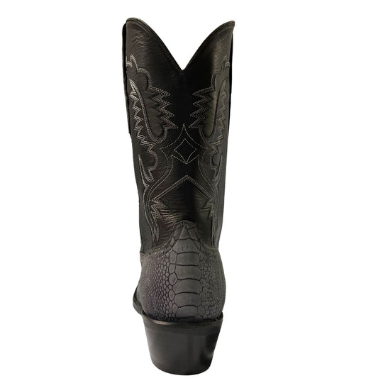Black Jack Ostrich Leg Matte Black Men's Boot BKM2708- V4
